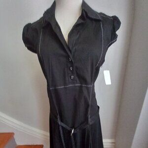 MONTEAU BLACK COTTON DRESS L NWT